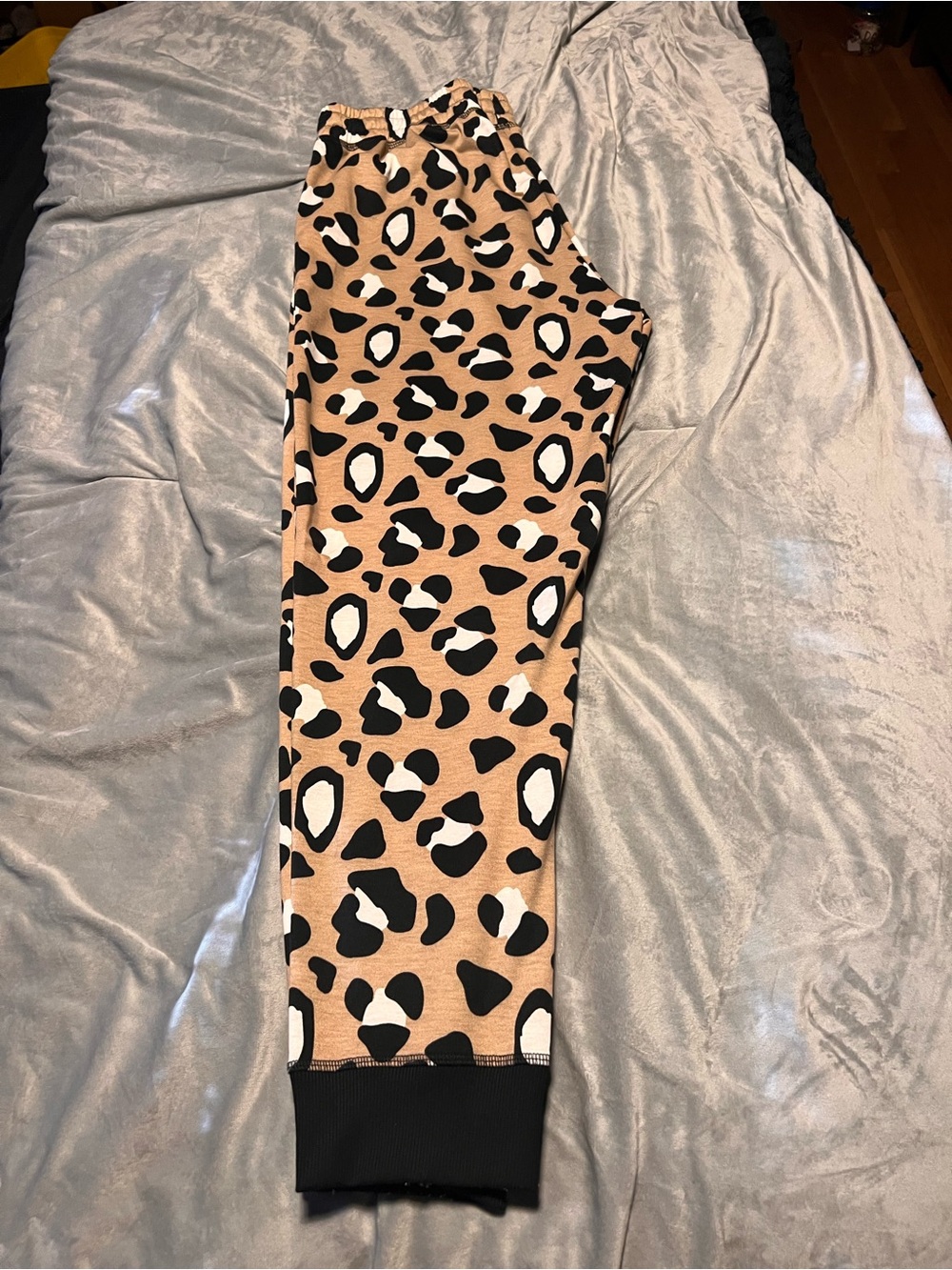 Leopard Print Jogger Pants in Tan, Black & White